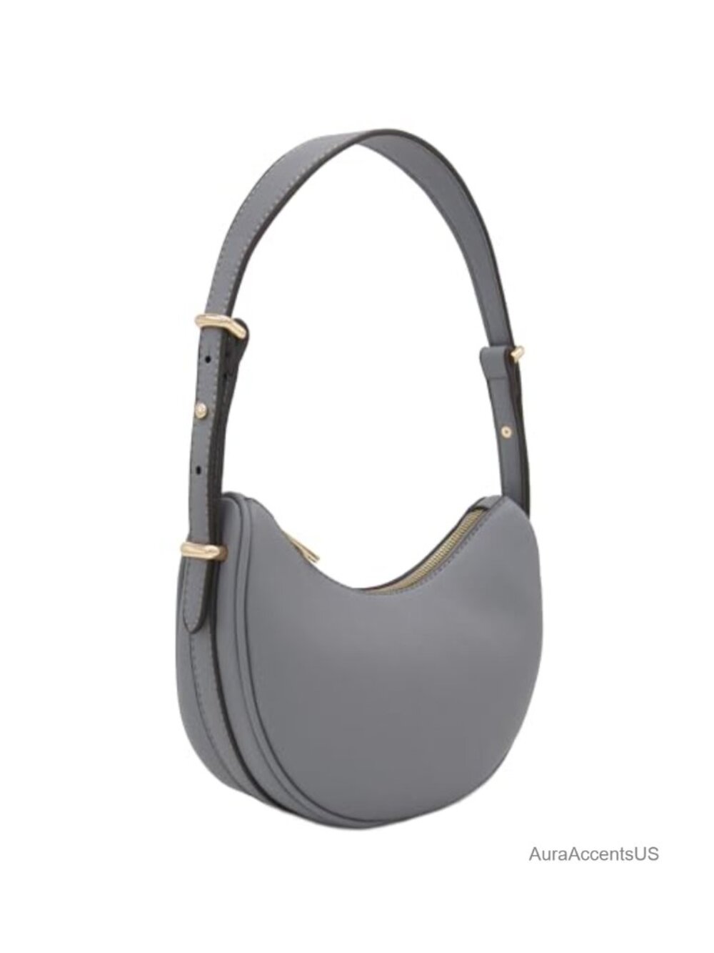 Small Crescent Smooth Faux Leather Underarm Shoulder Bag